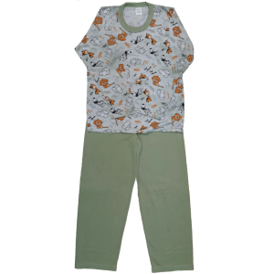 0350 Pijama Comprido Verde com Leão 4 8